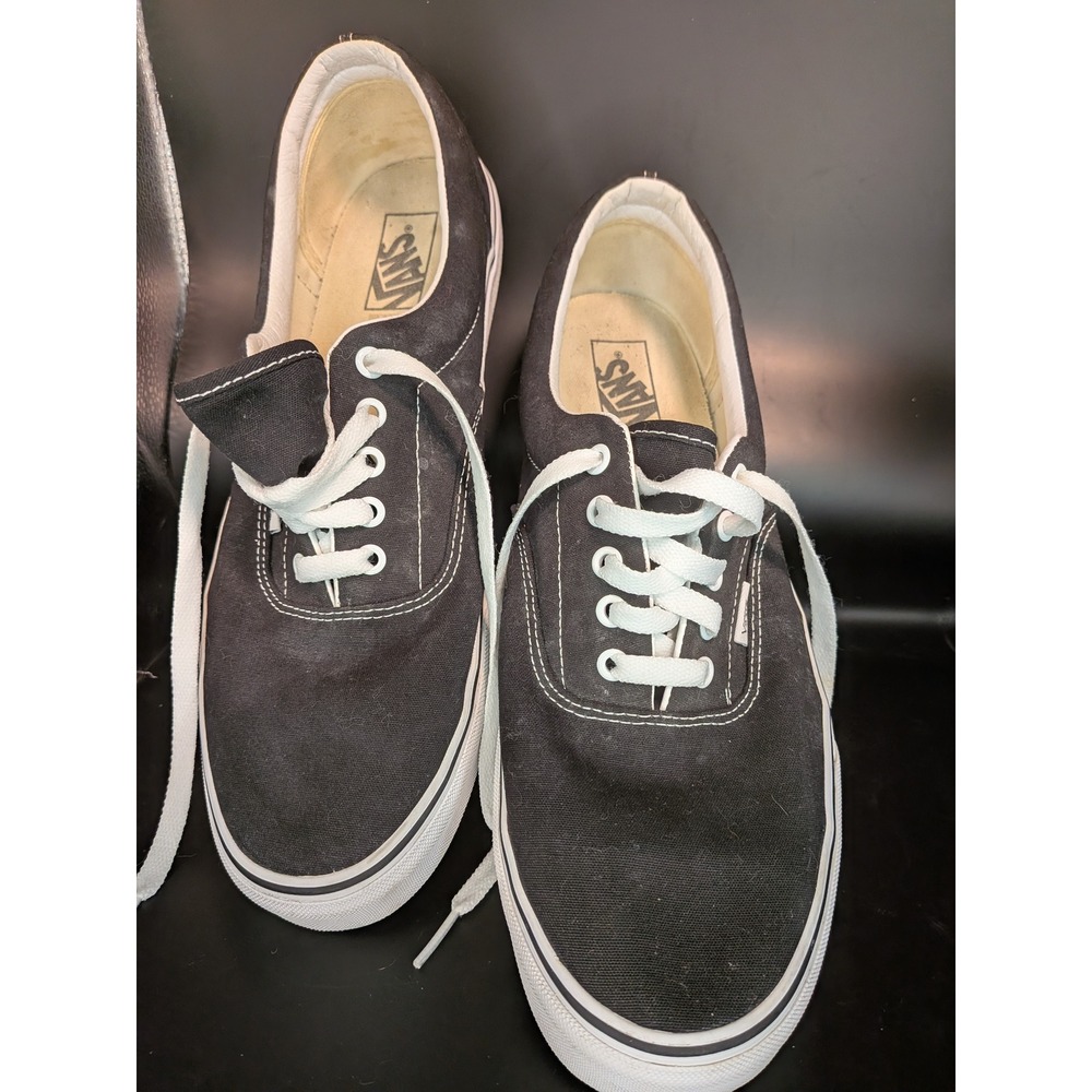 Vans Era Black White Canvas Low Top Skate Shoes Mens 13 VN000EWZBLK